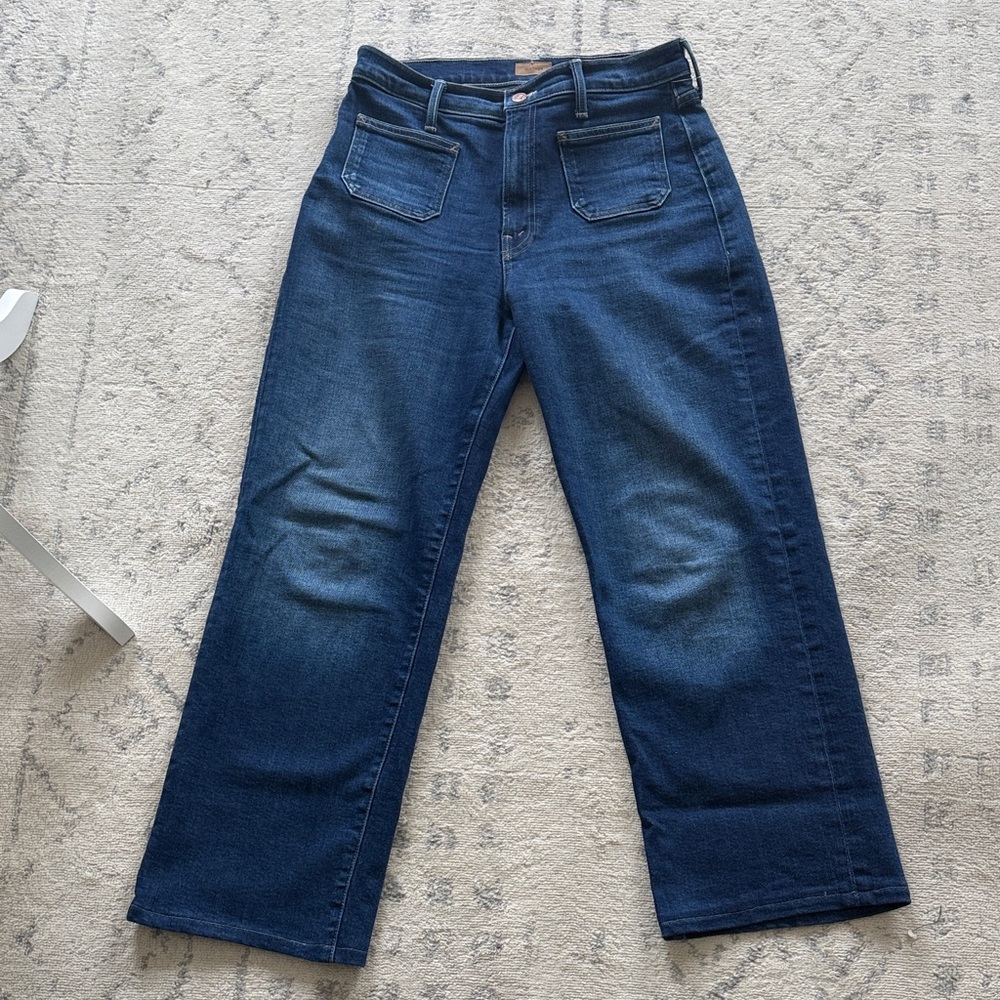 MOTHER These Boots Are Made For Walking: Dark Blue Flare Jeans
